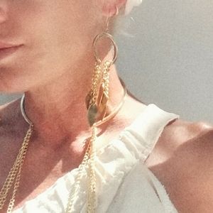 Wind chimes feather chandelier earrings